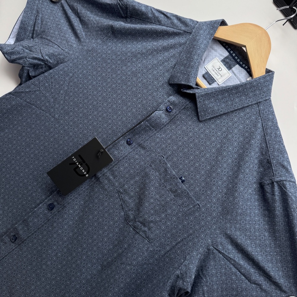 7Diamonds Button Down Shirt Mens XL Navy NWT